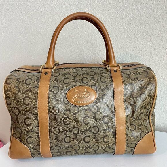 CELINE Vintage Carriage Monogram Boston Duffle Travel Bag Y2K - Picture 1 of 13